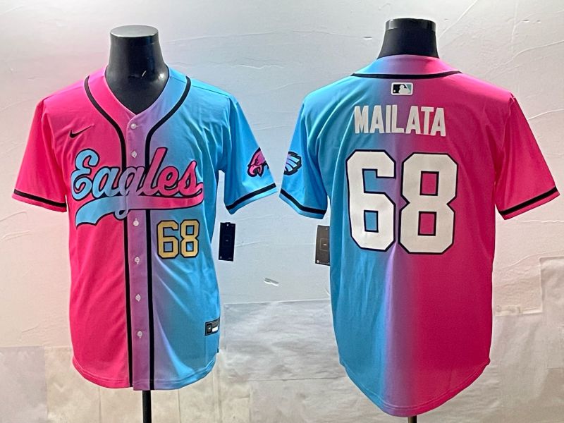Men 2025 Philadelphia Eagles #68 Mailata Blue pink Nike Limited NFL Jersey style 04->philadelphia eagles->NFL Jersey
